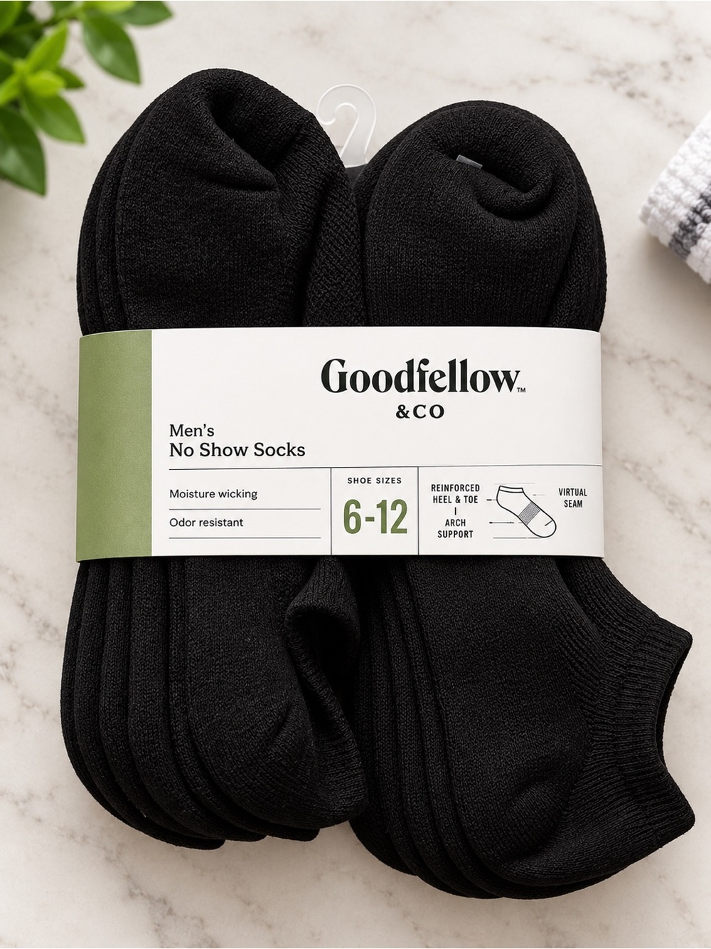 Goodfellow & Co Black Men’s No-Show Athletic Socks - Pack